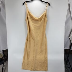 Forever 21 Slip Midi Dress Spaghetti Strap Womens Medium M Gold Elegant Dainty